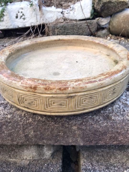 Amazon.co.jp: 水盤 盆栽鉢 超時代中国？丸水盤メダカ鉢水蓮鉢雷紋卍門 