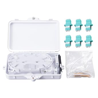 6 Core Fiber Optical Terminal Box Fiber Optic Distribution Enclosure with 6pcs LC Duplex OM3 Multimode Coupler, FTTH Fiber Optic Accessories 9.64 x 8.66 x 2.56inch
