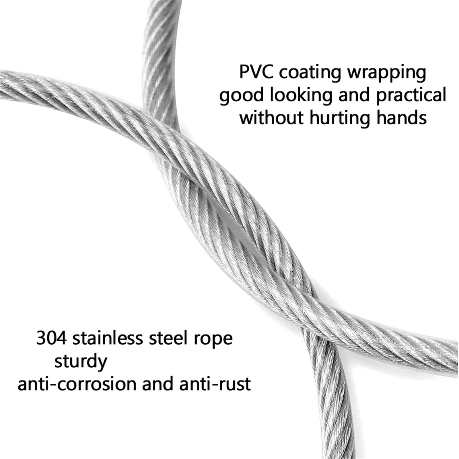 Alambre De Acero Plastificado Cables de acero recubiertos PVC transparente 2/3/4/5/6,0 mm, estructura 7 x 19, 50 m, línea suspensión, cable flexible y suave(3.0mm)