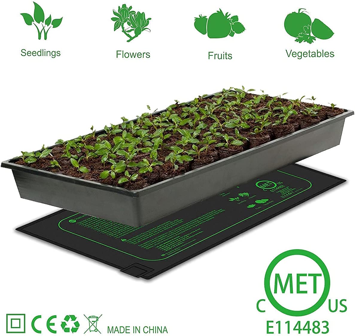 iZELL Tappetino riscaldante per Piante con termostato per piantine, Animali Domestici e rettili, 50 W, per la Regolazione della Temperatura, Riscaldamento rapido, Sicuro e Durevole, 25 x 52 cm