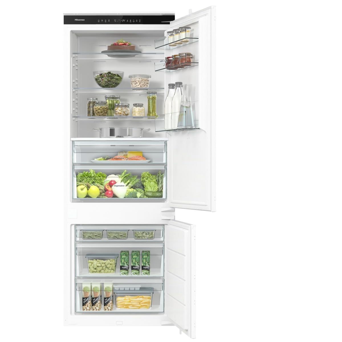 Hisense MBI54370E NUOVO Frigorifero da Incasso Combinato 194 cm 75 cm, 371 L, Total No Frost, Freezer in Basso con Convert Zone, Wi‑Fi, Humidity Control, Classe D