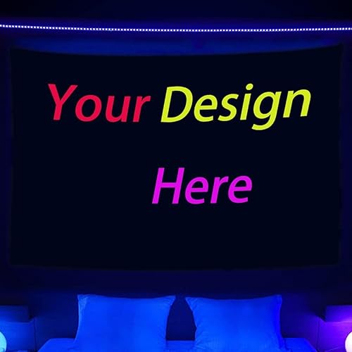 YAkkYA Tapiz personalizado hippie para colgar en la pared, póster para dormitorio, sala de estar, fiesta, tapiz de pared con luz negra, decoración