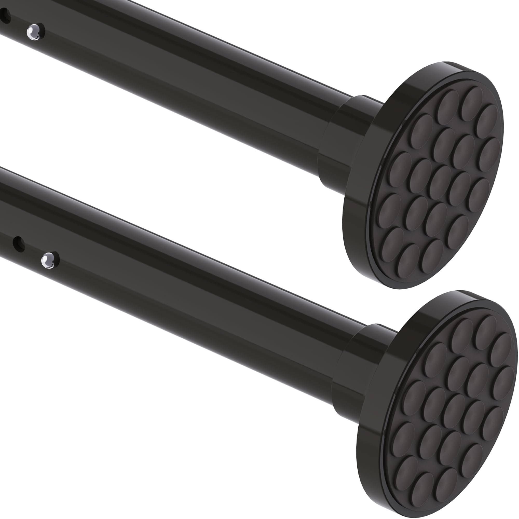 2pcs Barra de cortina sin taladrar Extensible telescópica barra de cortina Barra de cortina de ducha extra gruesa barra de tensión para baño,dormitorio Negro(95-140CM Φ32mm)