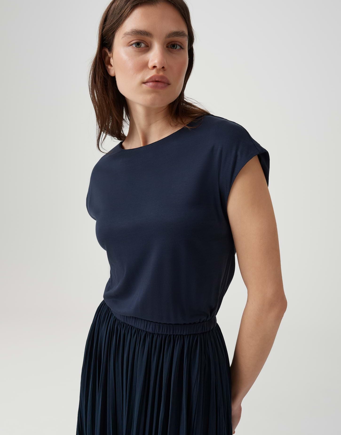 OPUS Damen Midikleid | Plissiertes Midikleid mit Jerseytop