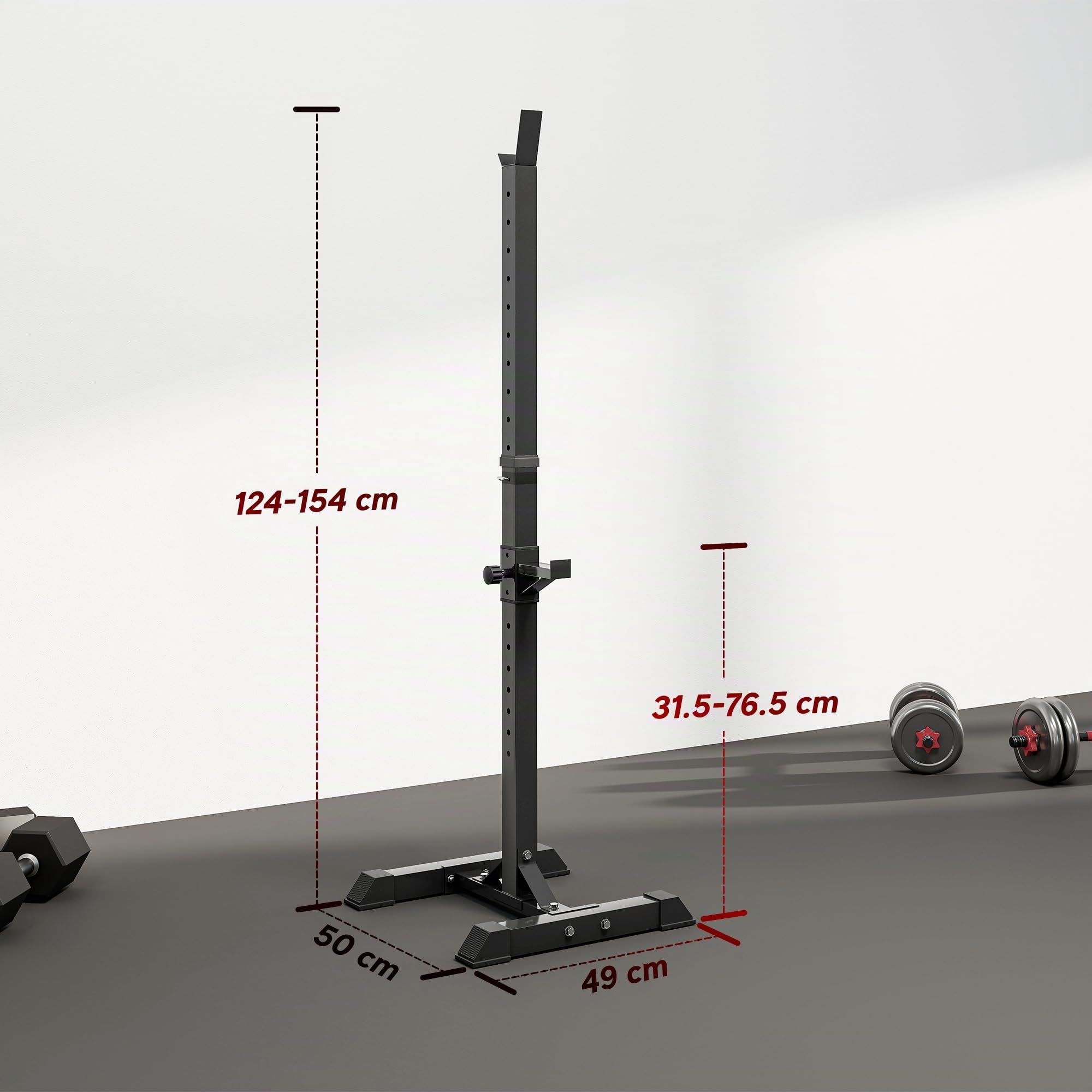 HOMCOM Set di 2 Rack Supporto per Bilanciere Acciaio 50x49x124-154cm Nero | Altezza Regolabile su 12 Livelli