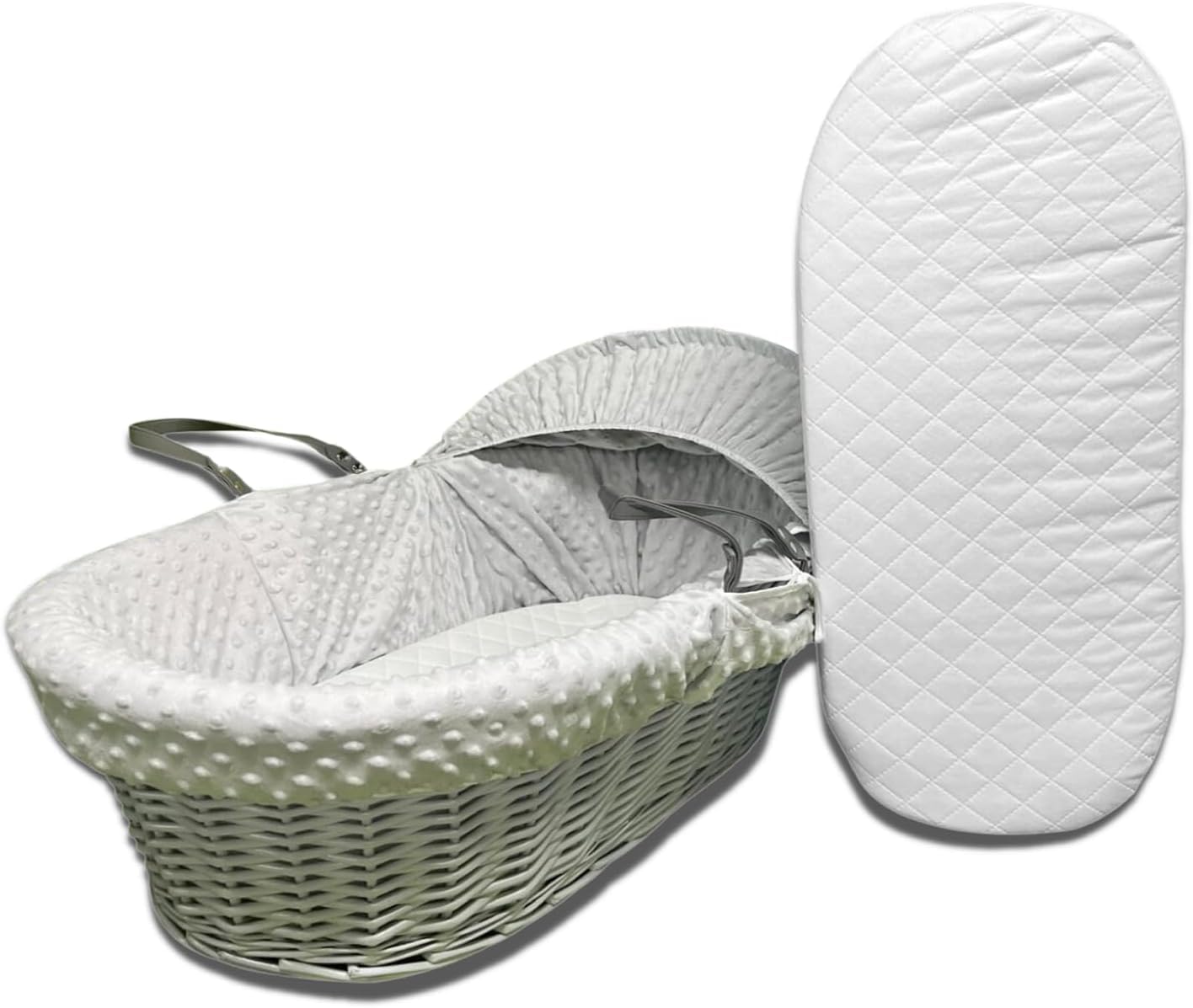 Molten Creek® Infant Basket Foam Mattress, Oval Shape, Removable Double Sided Quilted Cover, Breathable and Hypoallergenic Crib Mattress, Water Resistant, White (76 x 40 x 4 cm)
