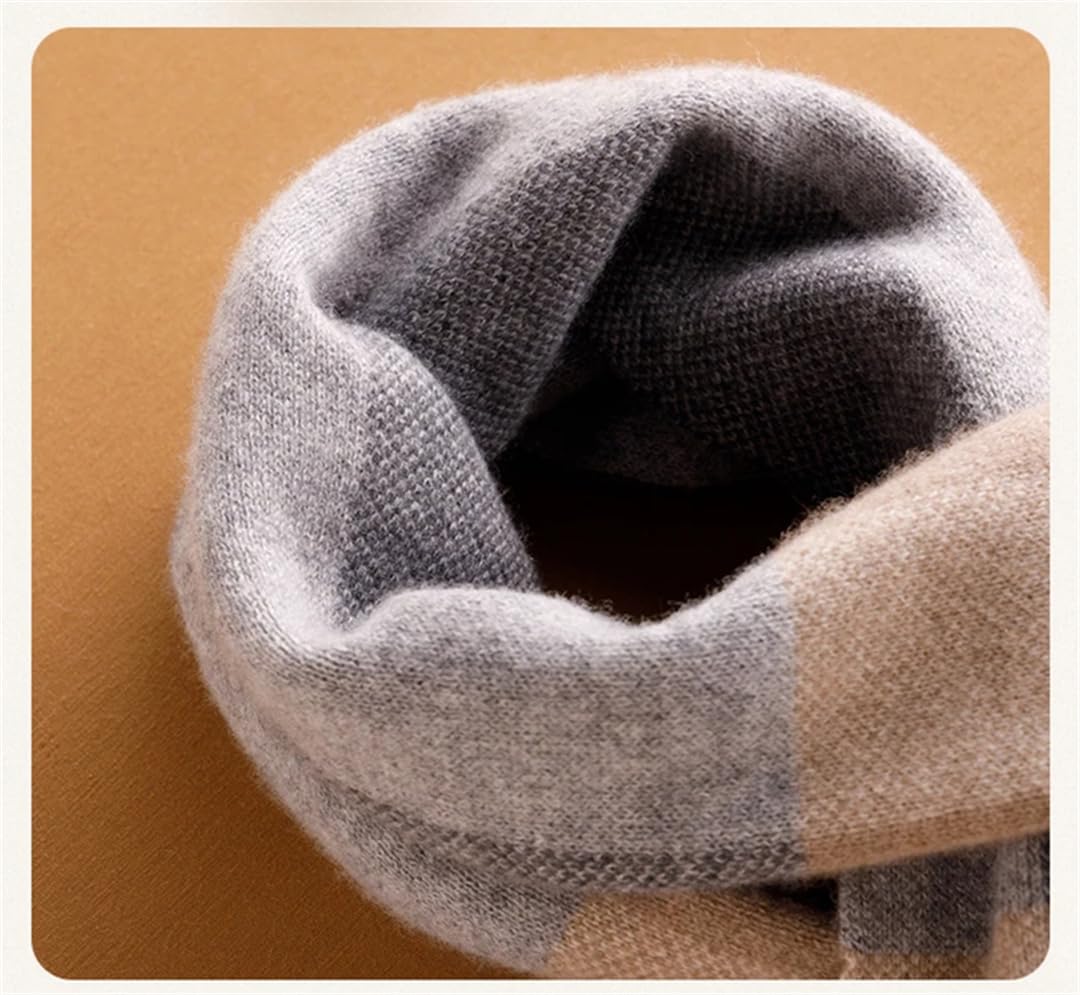 Fnfmrfmr Sciarpa da uomo a quadri, in cashmere, lavorata a maglia, morbida, per mantenere calde le sciarpe