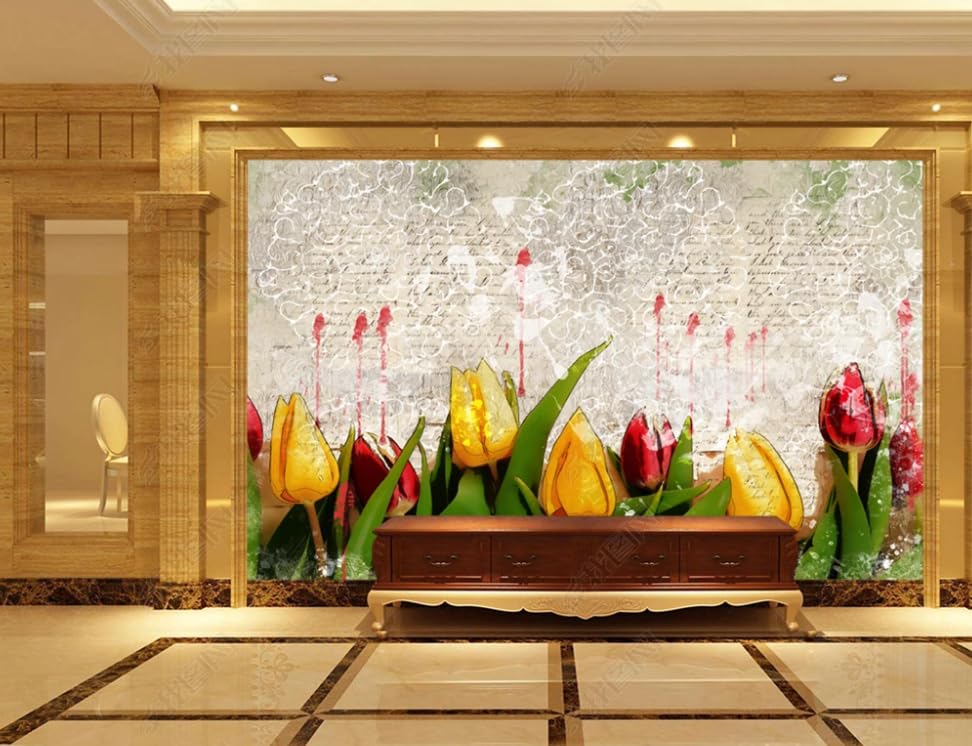 Papier peint intissé tulipes colorées grand format 250x175 pour restaurant