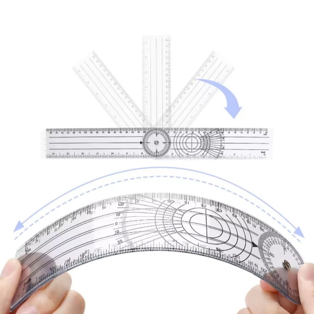 2 goniometri cinematografici in PVC girevoli a 360°, goniometro multifunzione per il rilevamento quotidiano e la cartografia e il righello della colonna vertebrale