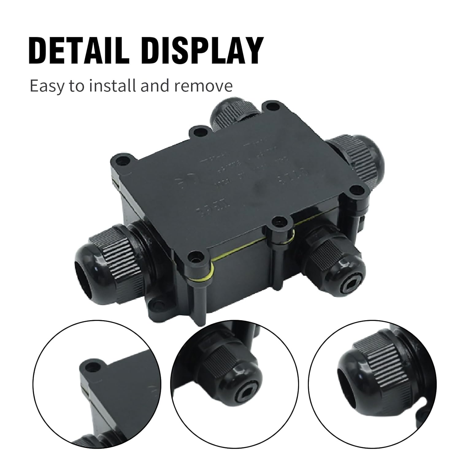 Waterproof Cable Junction Box, High Temperature Resistant Electrical Junction Box for Cable Connections, Compatible with M20 Coaxial Cable