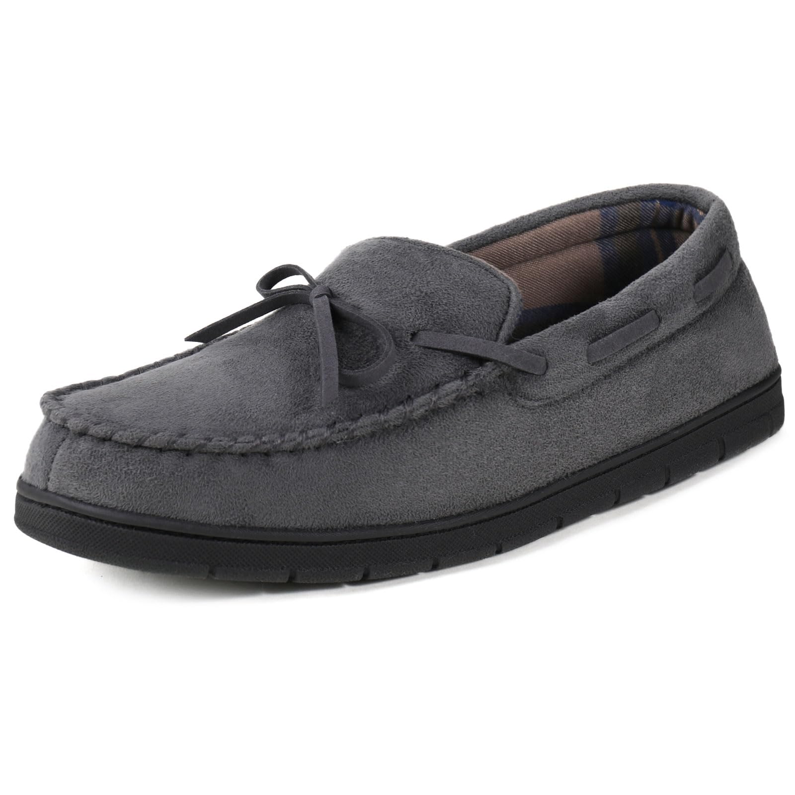 ULTRAIDEAS Men's Luke Moccasin Slippers Memory Foam Cozy House Slippers, Warm Comfy Slippers for Men, Indoor Outdoor Loafer Anti-Slip Home Shoes