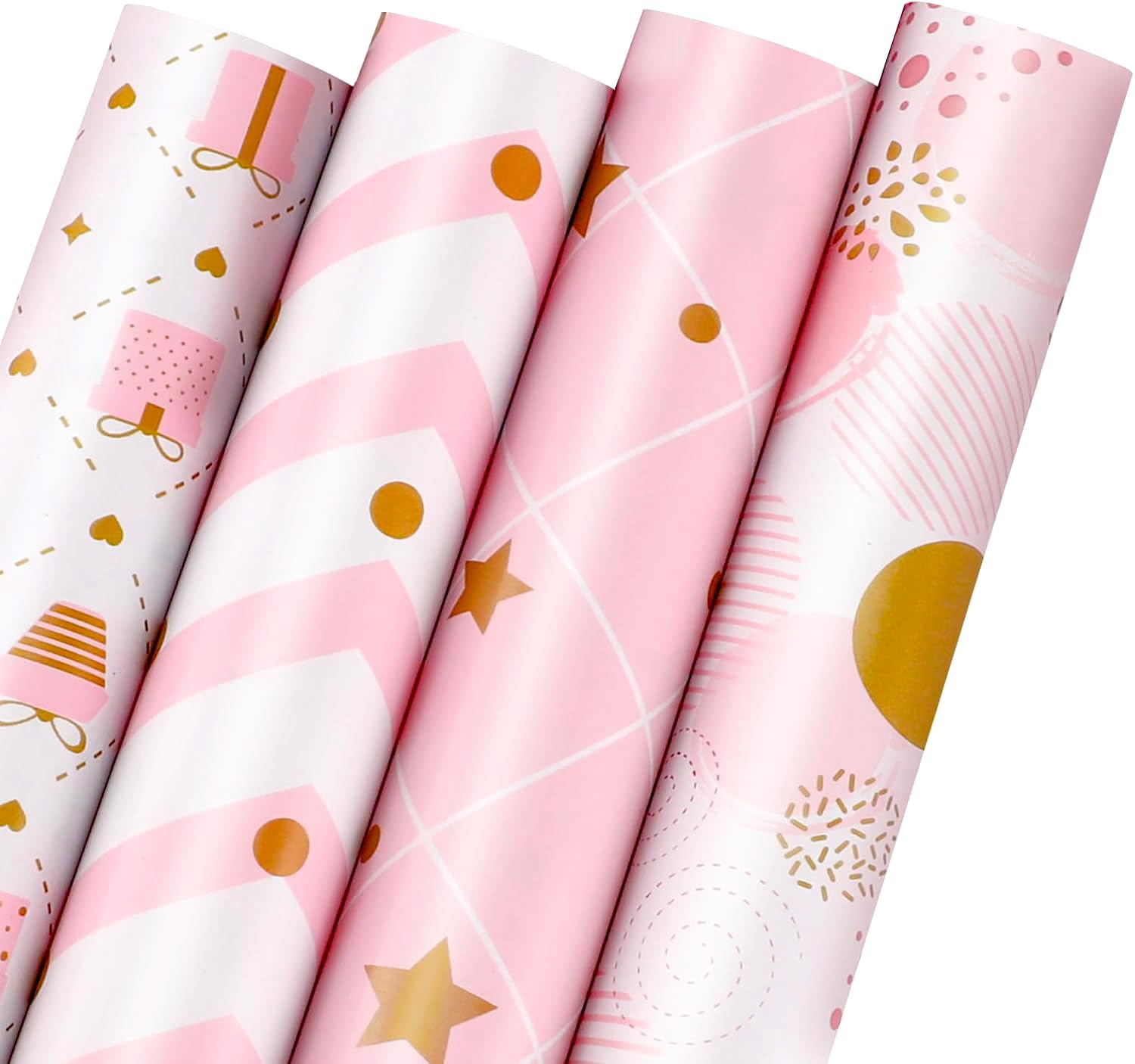 Premify 4 Gift Wrapping Paper Roll Set Pack,Gift Kraft Wrap Paper Birthday Party Graduation Eid Boys Girls kids baby Men Women 43 cm X 300cm Per Sheet