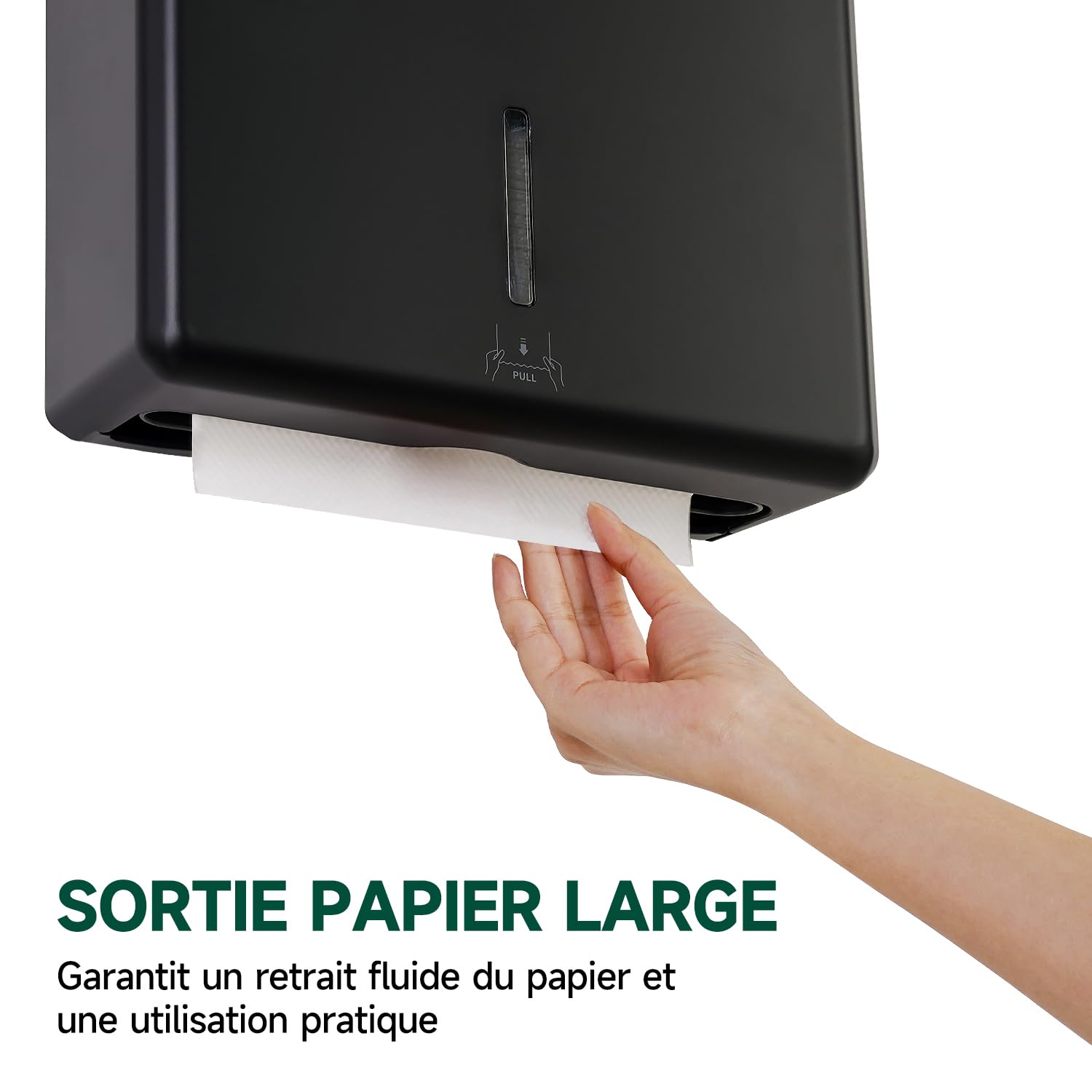 anydry Distributeur d'Essuie-Mains Mural, Pliage H3/V/ZZ, Taille Pliée Max 25,2 x 11,5 cm, Modèle 5302H, Noir