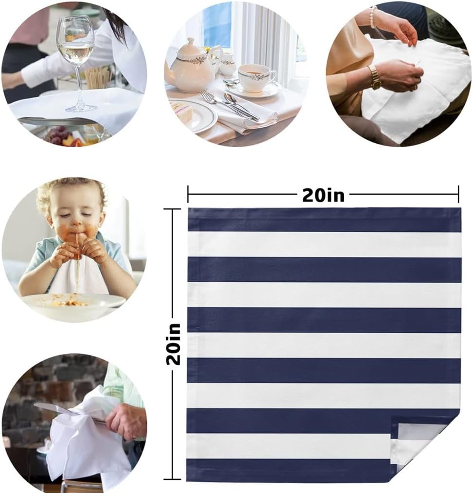 Navy White Stripes Table Napkin for Wedding Party Printed Placemat Tea Towels Kitchen Dining