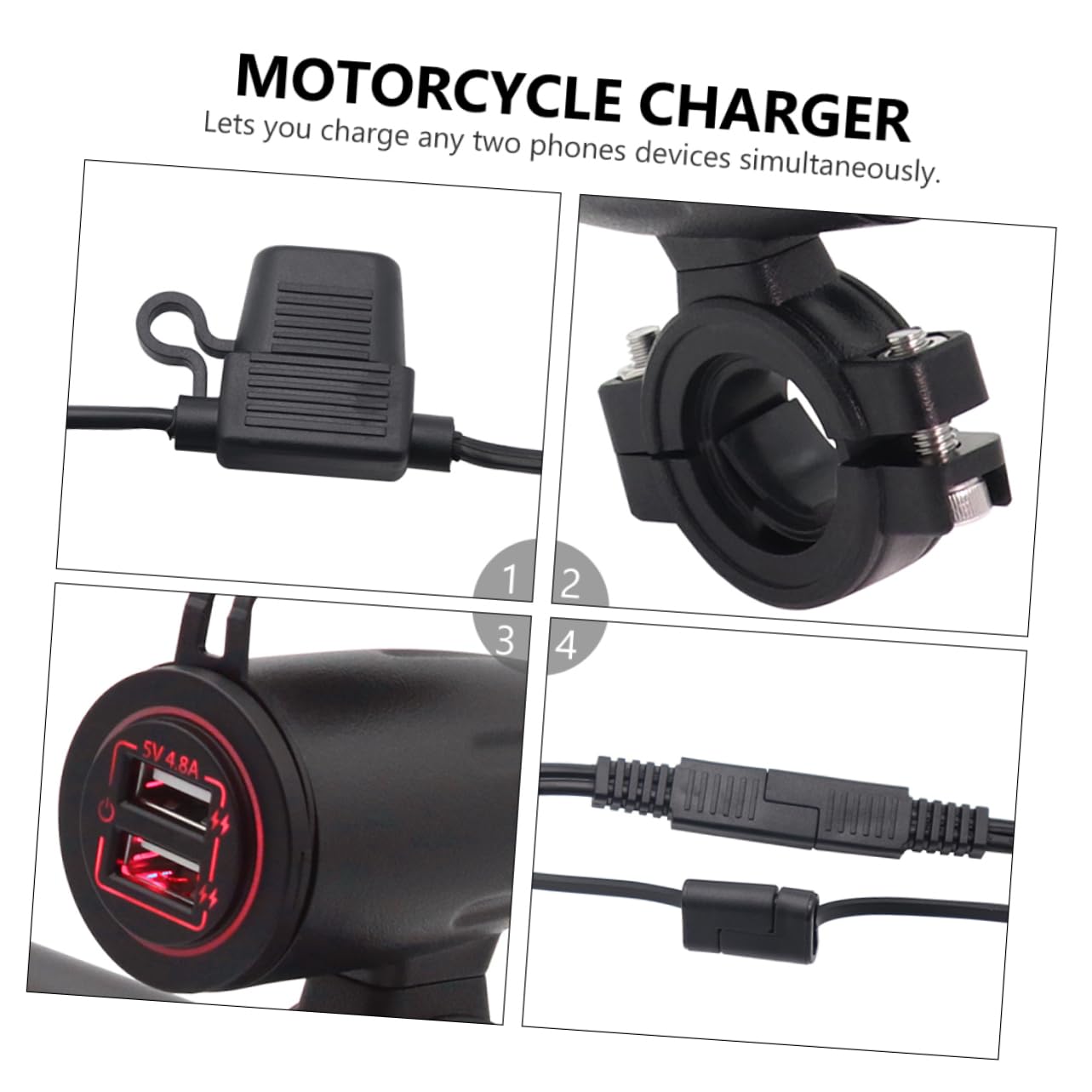 KOMBIUDA Caricabatterie Usb Per Caricatore Auto Dual Port 1.2m Cavo 12v-24v Adattatore Di Ricarica Compatibile Smartphone Elettronica