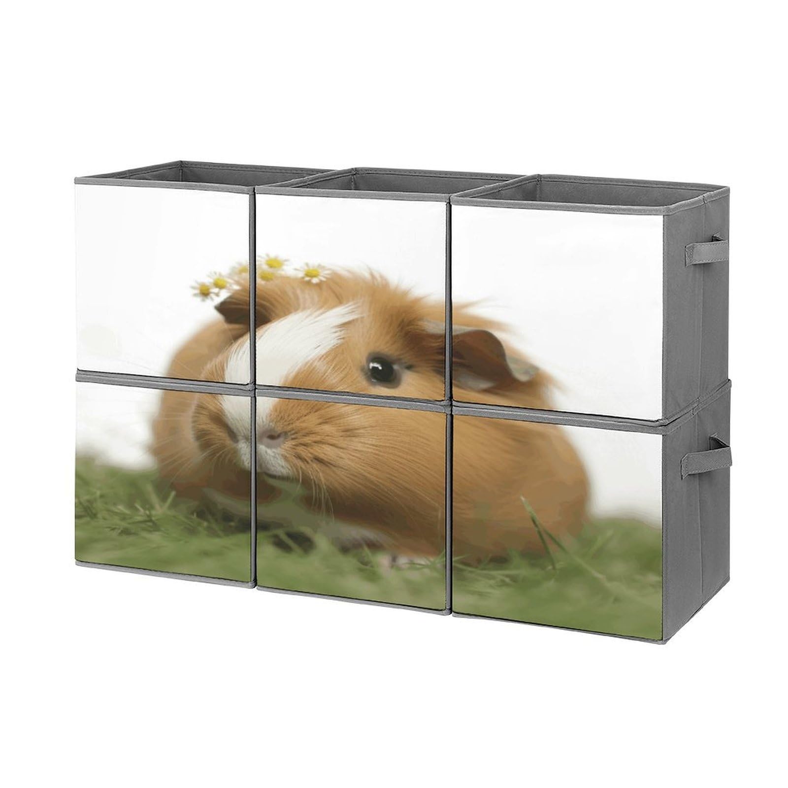 Btcowzrv Style Guinea Pig Storage Cubes, 6 Pack Oxford Fabric Foldable Collapsible Bins With Handles, Cubby Storage Baskets Boxes For Closet Shelves Office Organization