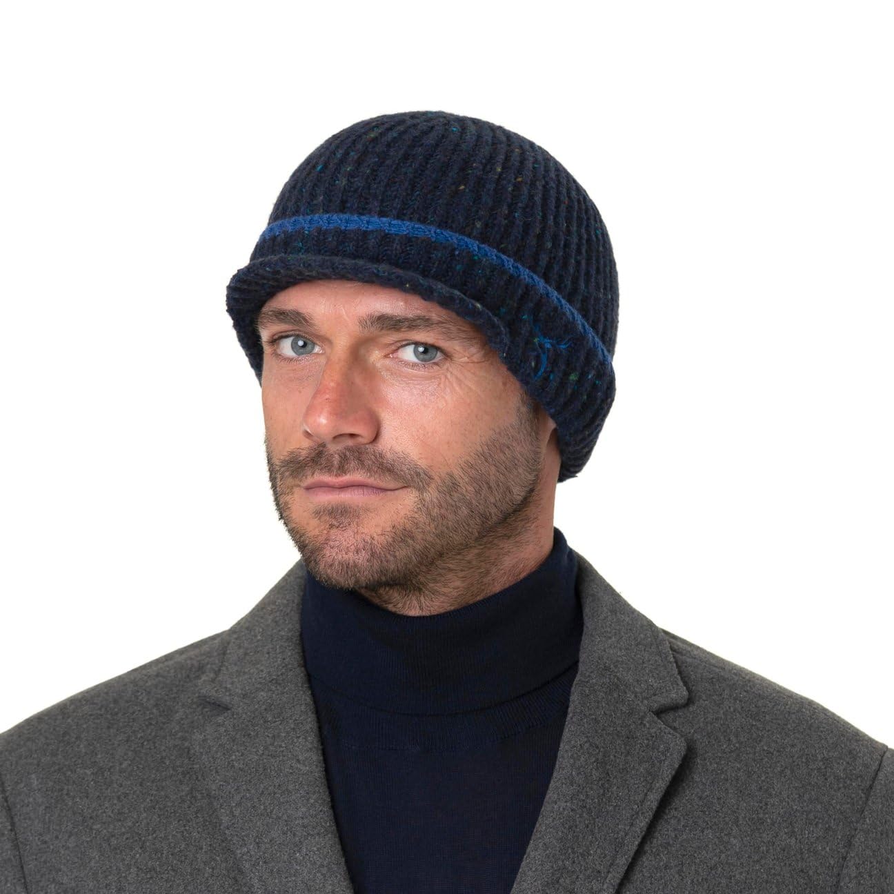 Stetson Deer Beanie Schirmmütze Rippstrick meliert Made in Italy Unisex Herbst Winter