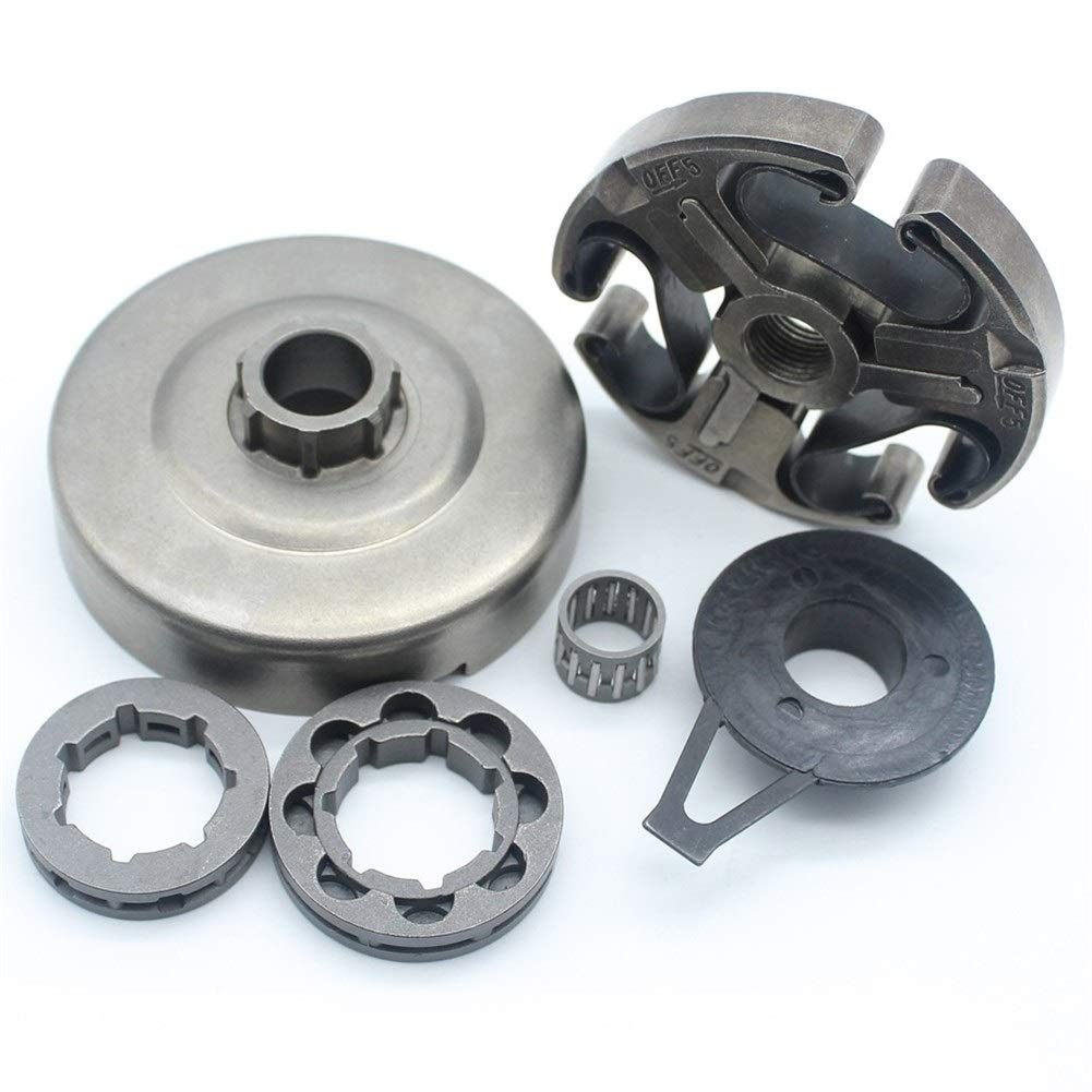 Tiempo Beixi Gusano Tambor de Embrague Engranaje Juego de cojinete de Aguja Compatible con Husqvarna 372XP 365 371 372 362 Piezas de la Motosierra con 3/8" 7T 8T piñones Llantas