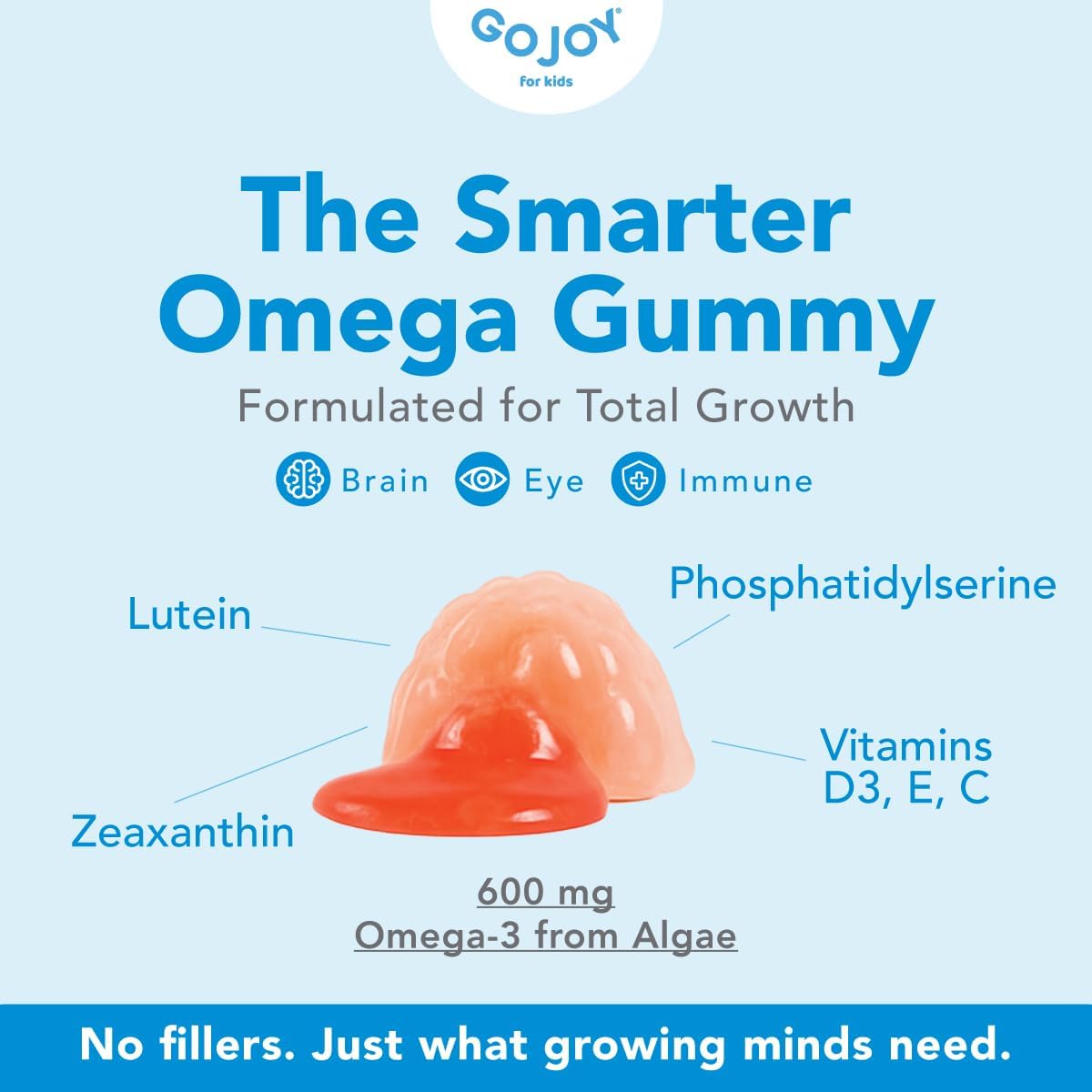 GOJOY Kids Omega 3 DHA Gummies – No Fish Burps, No Sugar – Brain, Eye & Immune Support – Plant-Based Omega-3 from Algae – Vegan, Clean DHA for Toddlers, Children & Kids Ages 3+ - Image 4