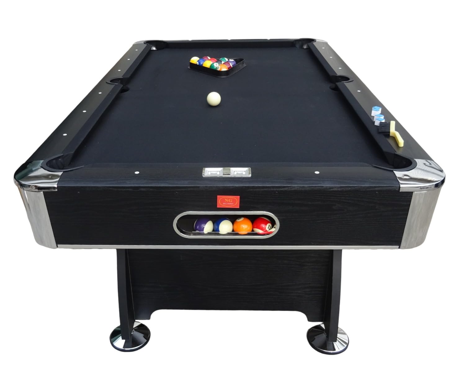 Tavolo Da Biliardo BLACK NORMAN - Panno Verde, Rosso, Blu O Nero, Accessori Inclusi - Foto 7