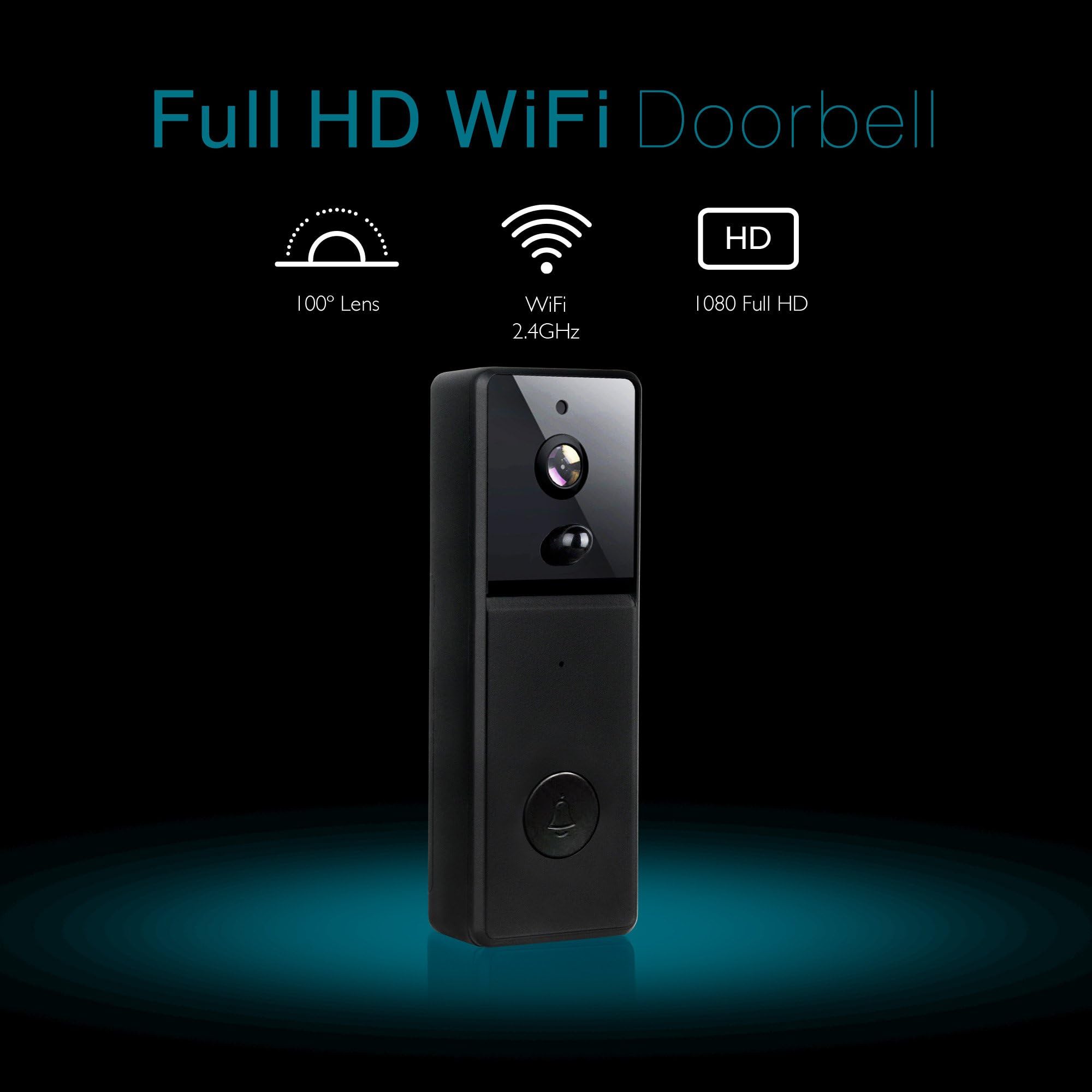 Videocitofono Smart Senza Fili, WiFi, Full HD 1080P, Rilevamento Movimento, Audio Bidirezionale, Visione Notturna, USB Chime Incluso