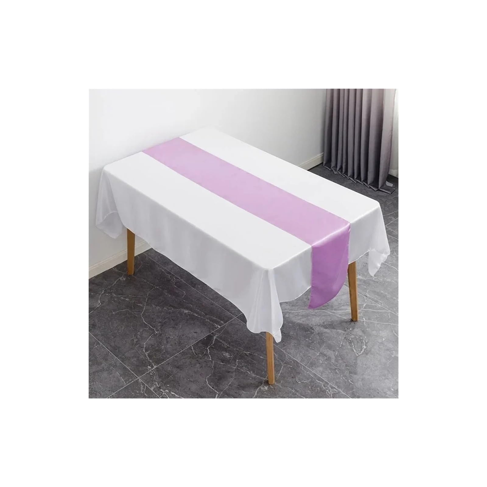 Table Runner 6PCS Table Runner Satin Shiny Colour Wedding Decoration Hotel Birthday Party Show Banquet(Violet)