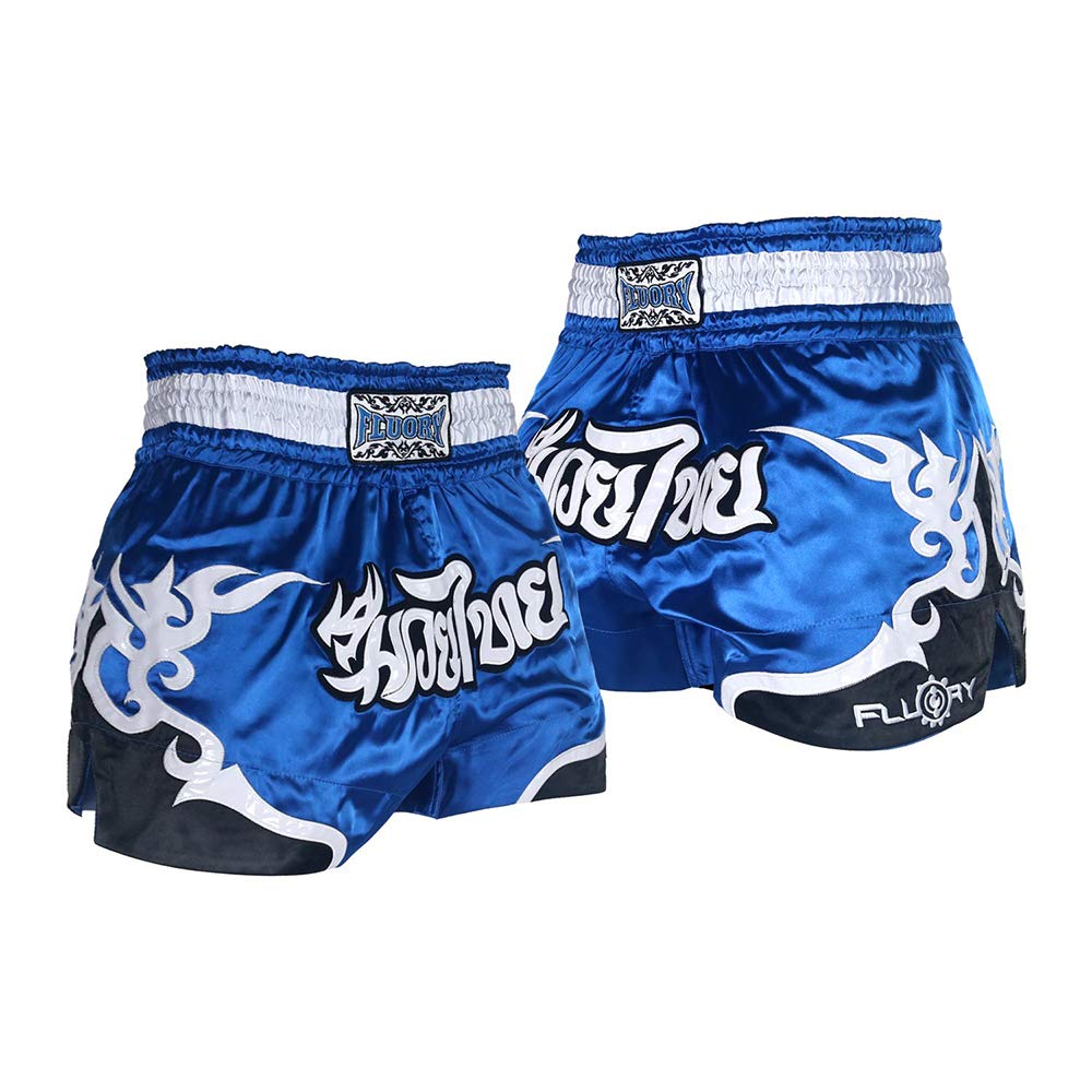 FLUORY Muay Thai Fight Shorts,MMA Shorts Clothing Training Cage Fighting Grappling Martial Arts Kickboxing Shorts Clothing, Mtsf53lan, Large