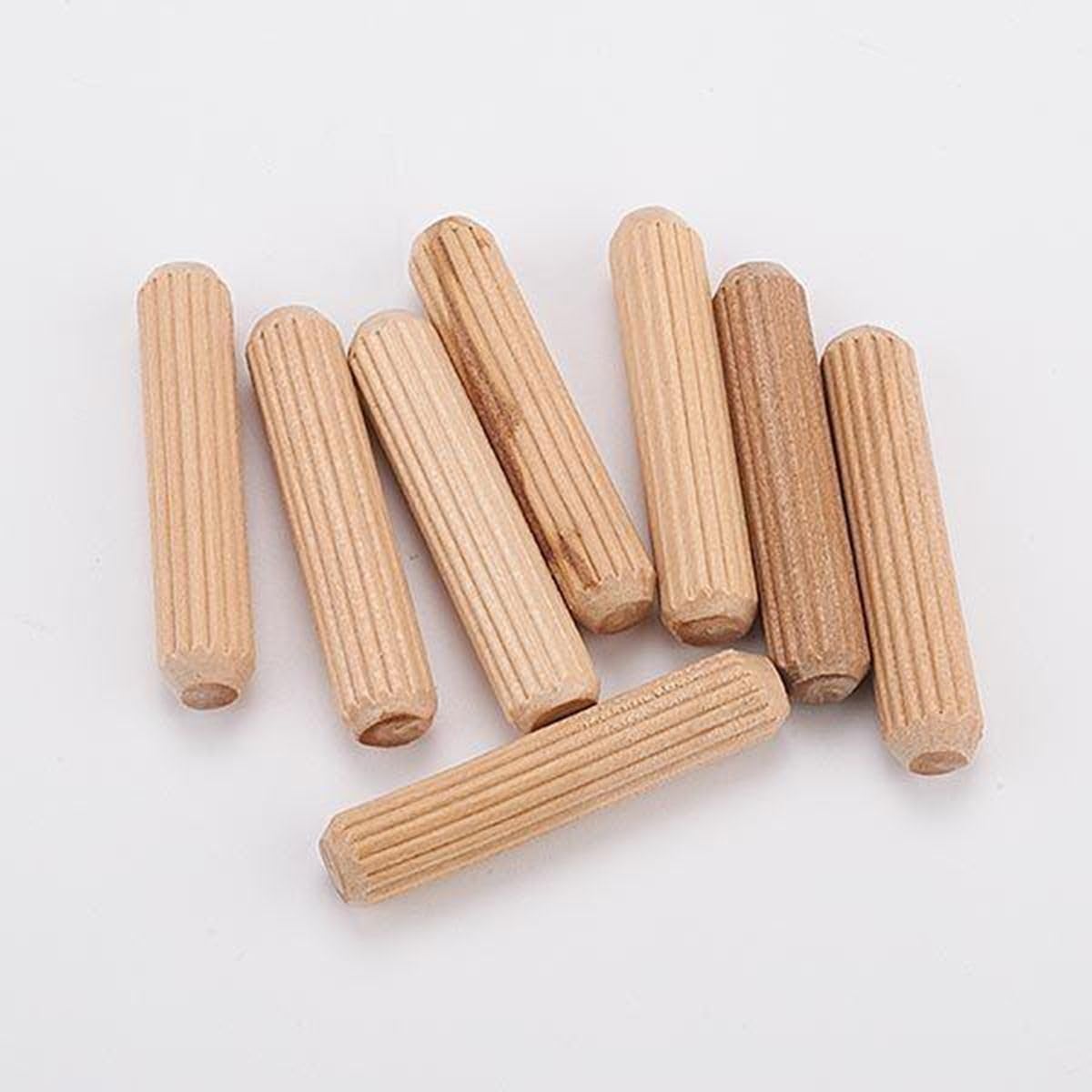 Bloomax® Wooden Dowel Pins, Wood Dowel hardwood Beveled Ends Tapered Pins Wood Pegs -mm/mm, pcs Straight Groove Wooden Dowel Pins with Beveled Ends Tapered, Easy Insertion (500, 8mm/50mm (500 Pcs))