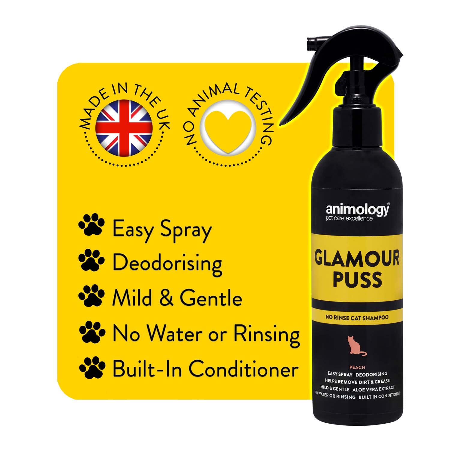 Buy ANIMOLOGY Glamour Puss Cat Shampoo No Rinse Gentle Spray Shampoo 250 ml Cat Shampoo for