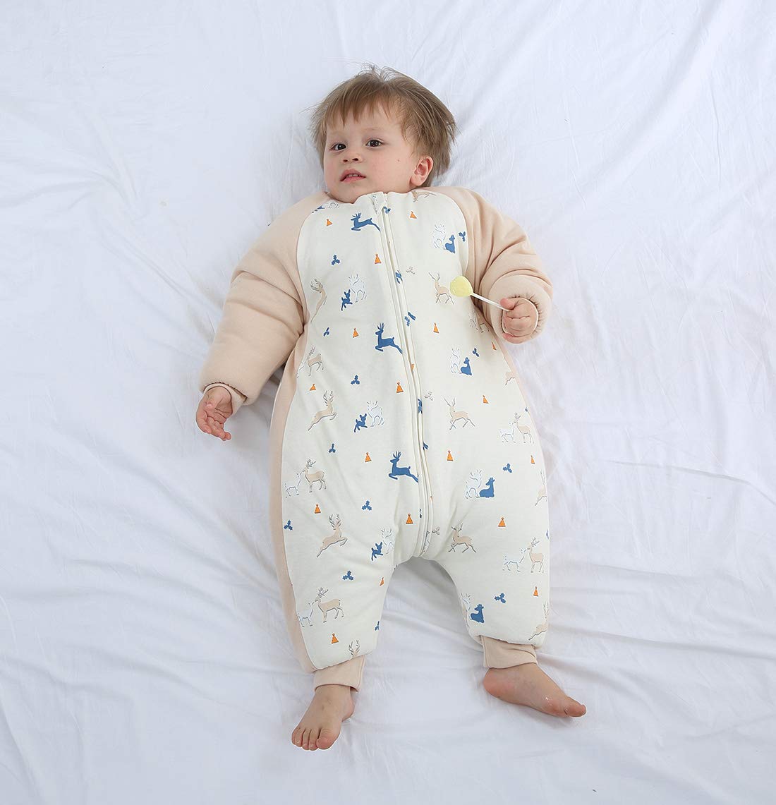 Happy Cherry Baby Wearable Blanket Infant Winter Thicken Cotton Sleeping Sack with Legs Warm Comfy Jumpsuit Sleep Play