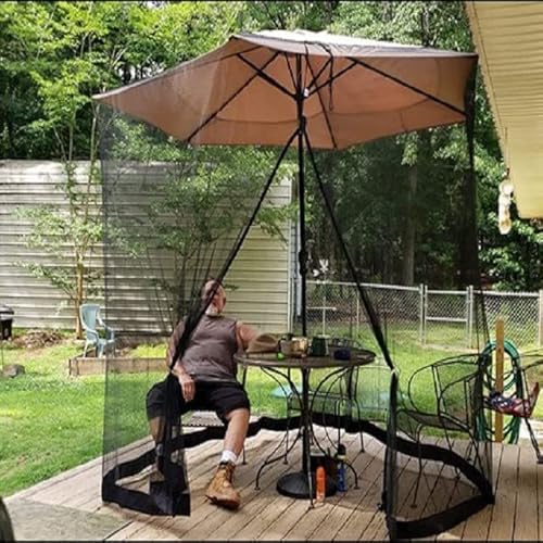 7.5-11Ft Patio Umbrella M0Squito Netting, Polyester Mesh Umbrella Screen, Universal Canopy Umbrella M0Squito Netting With Double Zipper Door And Adjustable Rope #TOP3