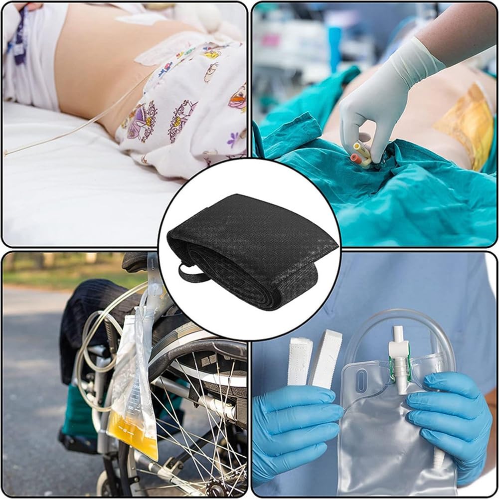 1 PCS Ceinture de Dialyse Péritonéale Support de Cathéter PD avec Pochette en Support de Cathéter PD Noir pour Tube D'Alimentation Tube Peg Tube Transfert Set Fixation