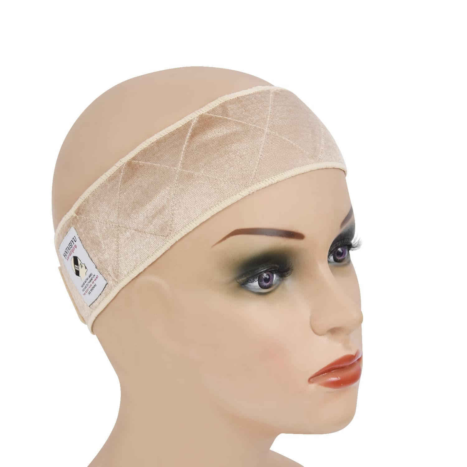 YANTAISIYU 1 Piece Wig Grip Headband Non-slip Scarf Adjustable Wig Grip Band for Women Wigs (Beige)