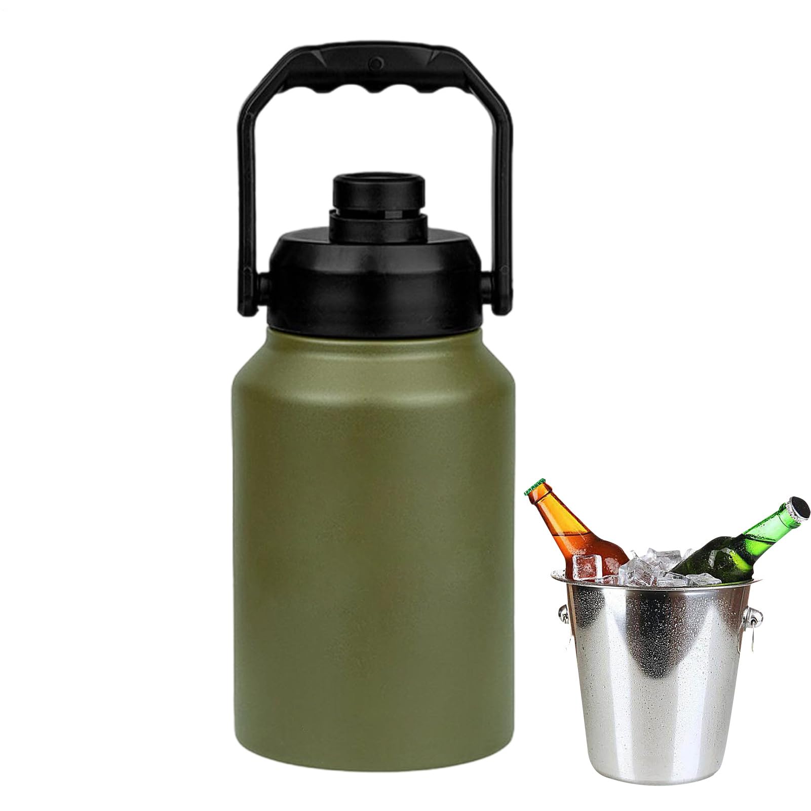 Cubo De Hielo Isotérmico Con Tapa Asa Portátil, Botella De Agua Incluida