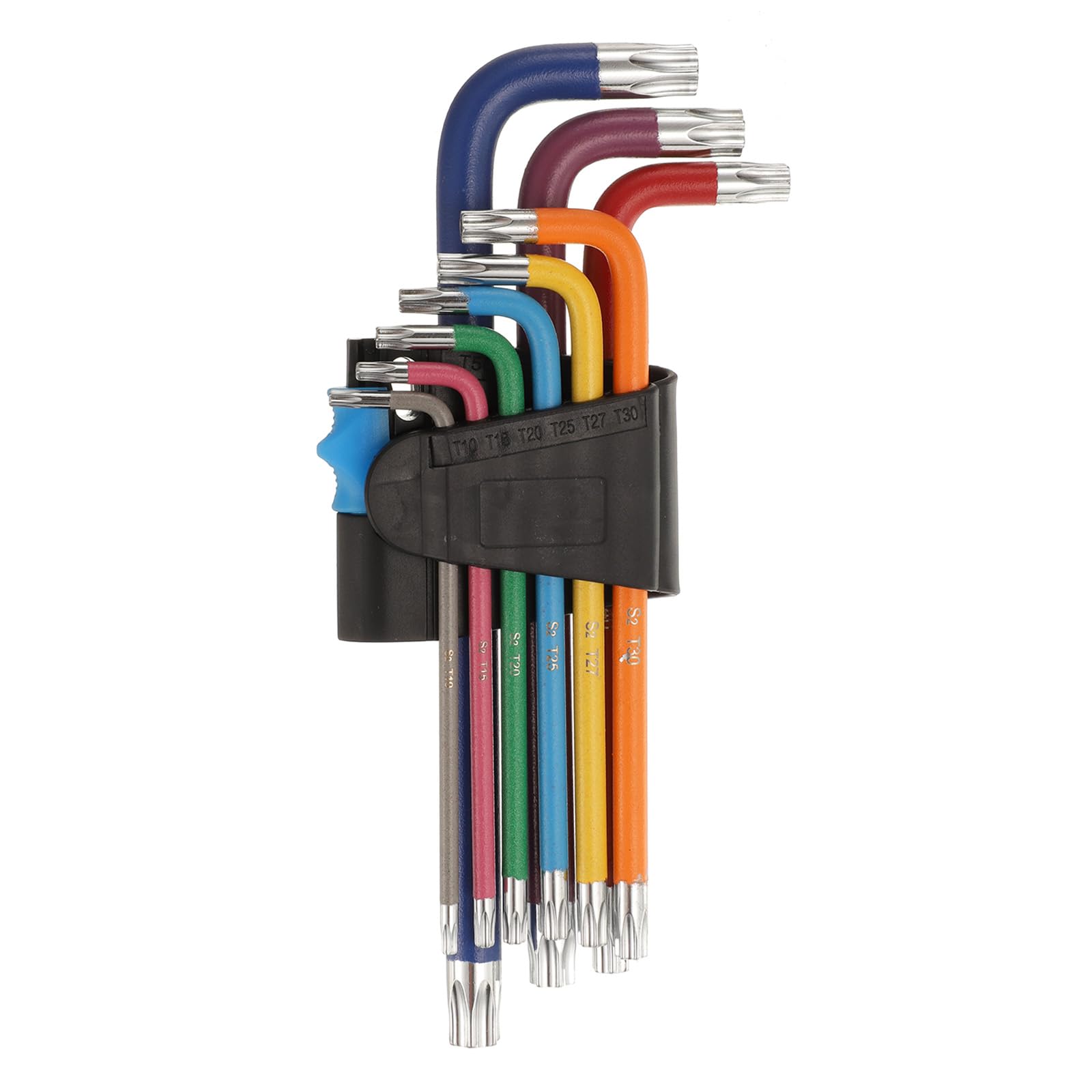 HARFINGTON 9pcs Hex Key Wrench Set T10/T15/T20/T25/T27/T30/T40/T45/T50 S2 Steel L-Shape Long Arm Hexagon Torx Star 6 Point Wrenches Repairing Tool for