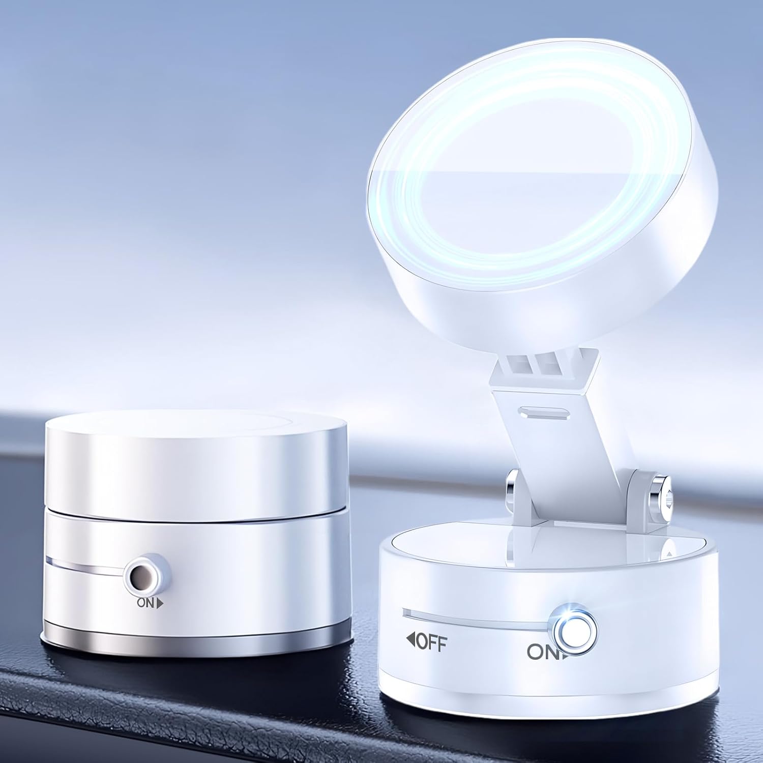 vacuum suction magnetic phone holder, 2025 upgraded foldable and retractable magnetic mount, a movable vacuum suction cup car phone stand for cars/gyms/mirrors/smooth surface (white)