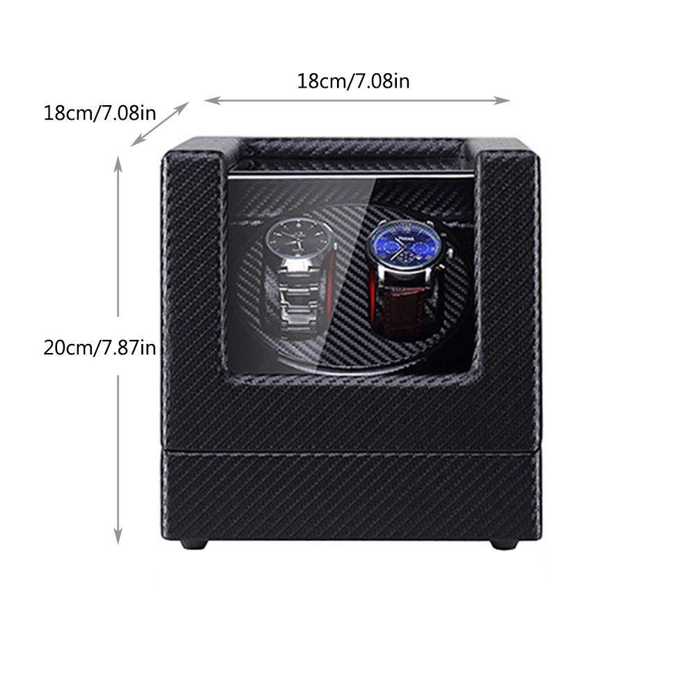 Watch Double Automatic Watch Winder Box LED Switch 5-Speed Adjustment Mode Wooden Luxury Storage Case for 2 Wrist Watches (A)