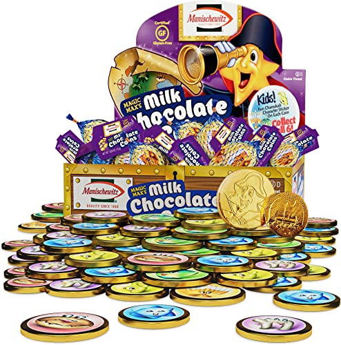 Hanukkah Gelt, Manischewitz Milk Chocolate Gold Coins, Box of 24 Mesh Bags Filled with Individually Wrapped Magic Max Hanukkah Gelt Coins, Gluten Free