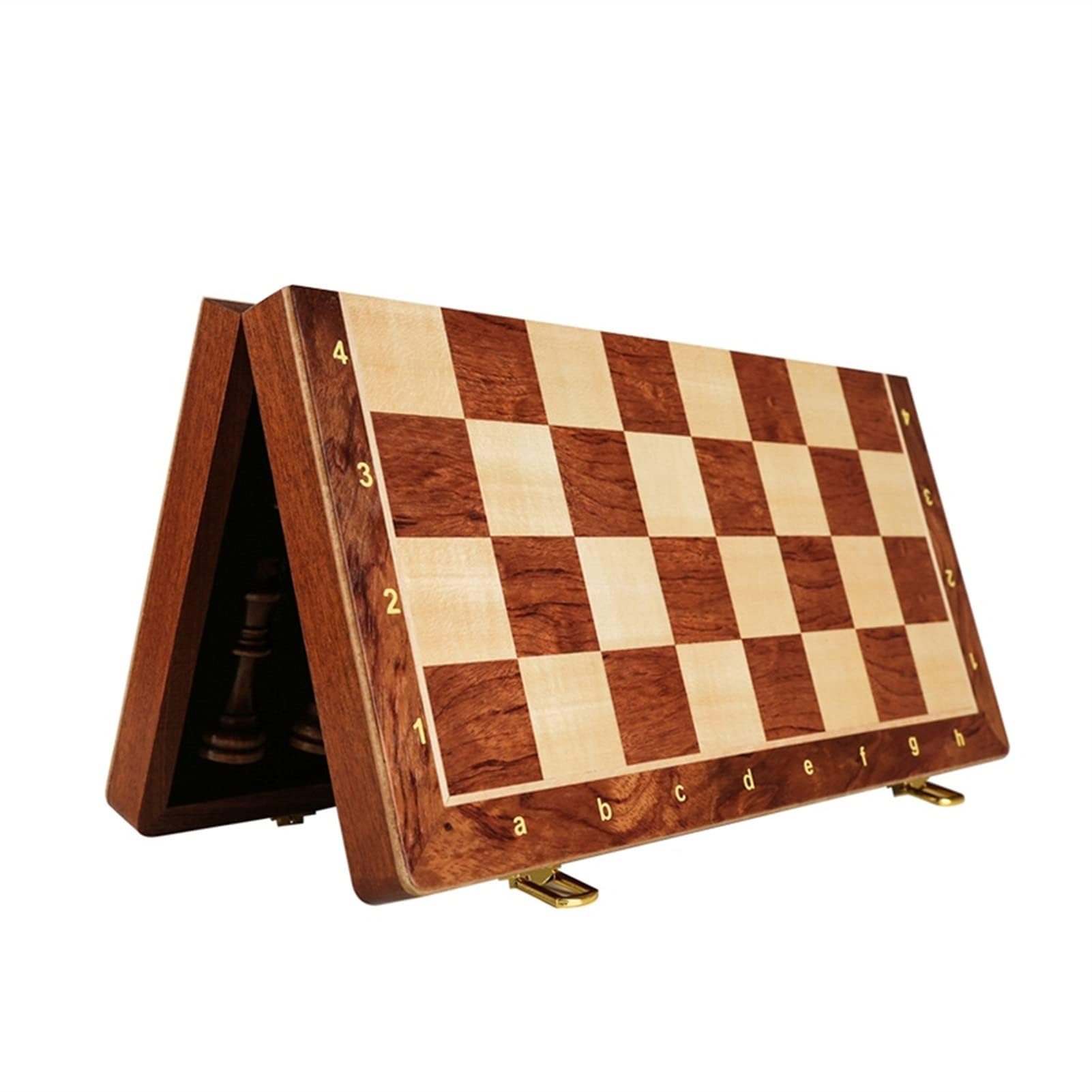 Scacchi Set di scacchi pieghevole in legno da 15" con contenitore, scacchiera portatile da torneo for adulti, regalo da viaggio