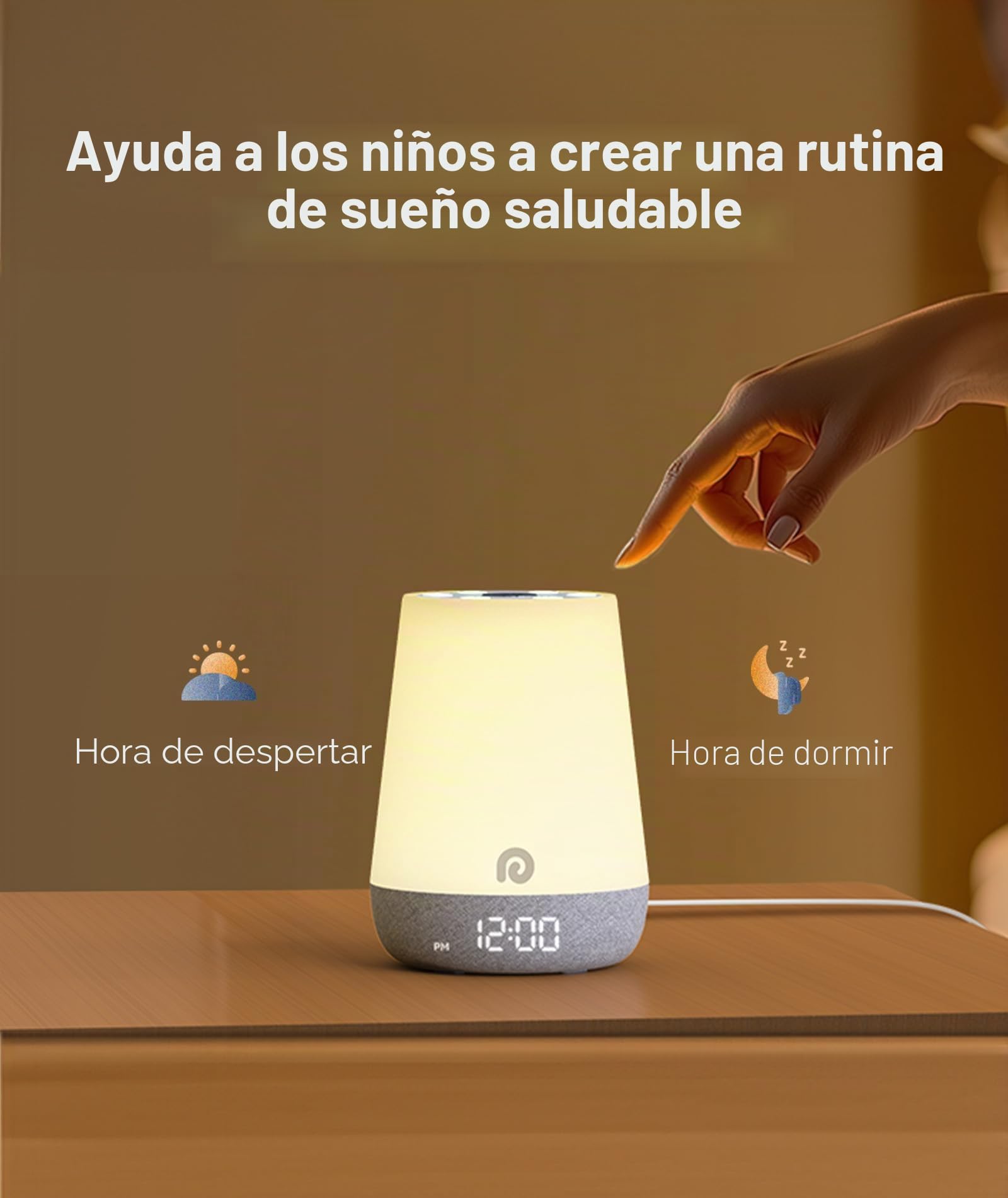 Dreamegg Nite 1 Maquina Ruido Blanco Bebe Reloj Formador de Hábitos de Sueño, App Control Sonido Blanco Bebe con 34 Sonidos Calmantes, Despertador Luz Natural, Reloj para Niños Musica Relajante