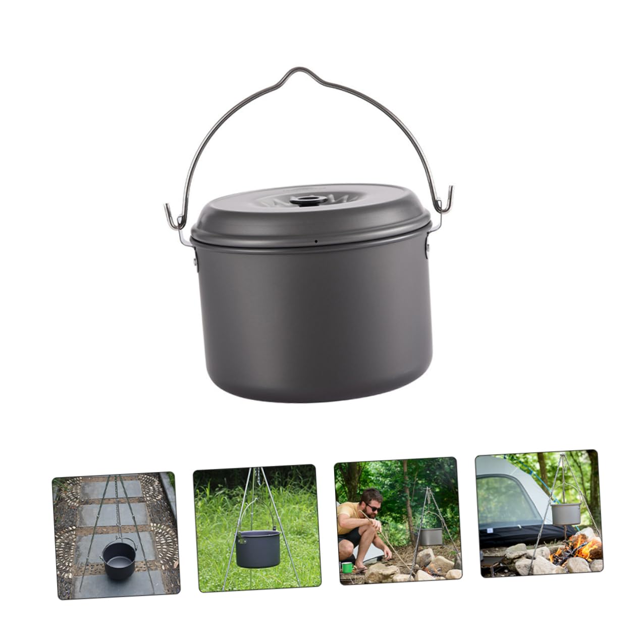VINTORKY 1Pc Portable Camping Pot Durable Cook Kit Non Stick Design for Hiking Backpacking and Picnics Essential Outdoor Cooking Gear