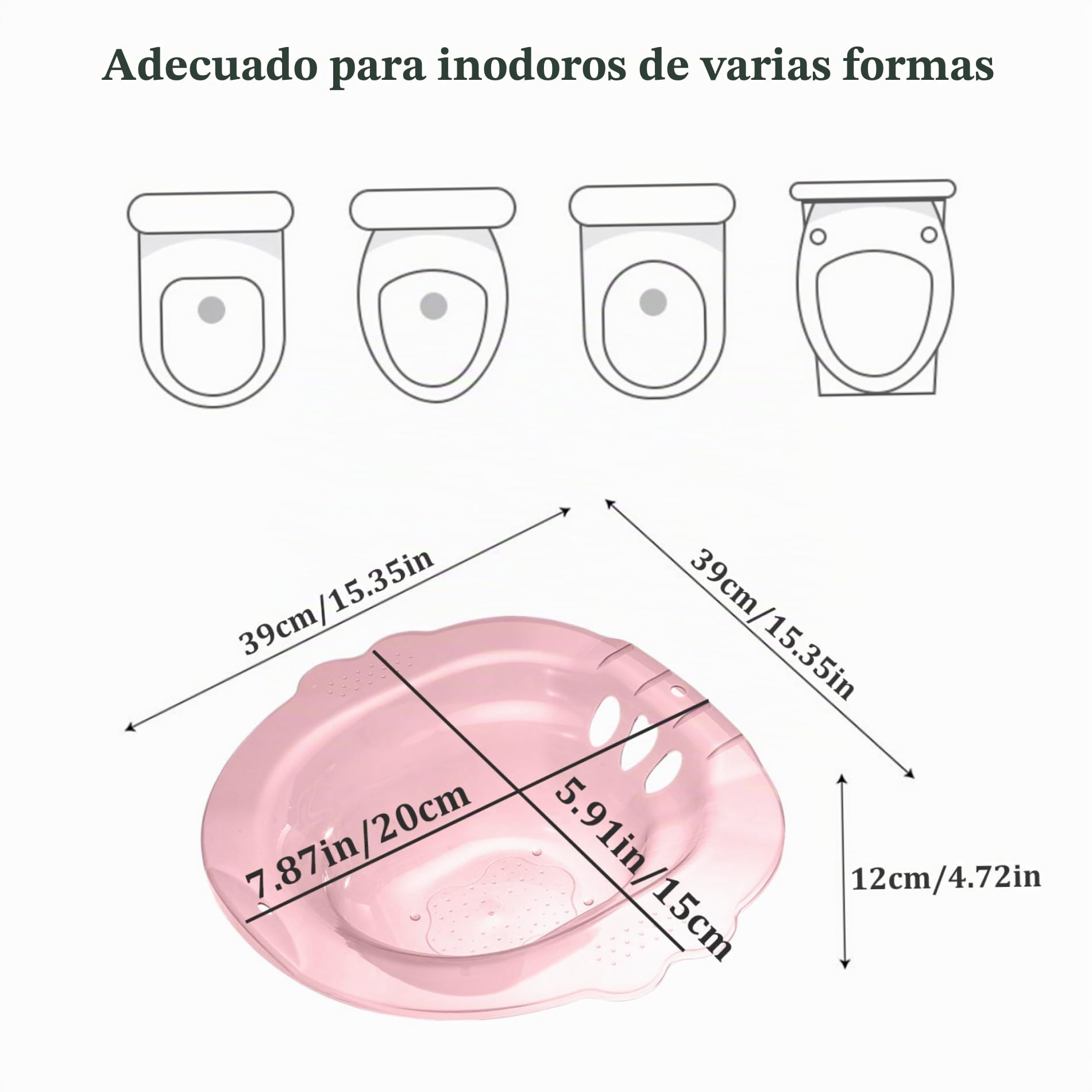 Baño Sitz para el inodoro, sobre el baño Sitz Bath para hemorroides, bidé portátil antia-upremo con orificios de drenaje y más descarados, baños de sitz para hemorroides cuidados privados posparto (r