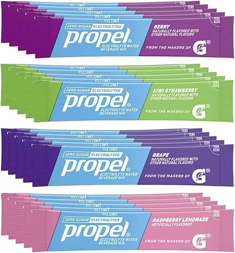 Gsuila Paquetes de polvo Propel paquete variado de 4 sabores con electrolitos vitaminas y sin azúcar 20 unidades