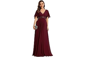 Women's Empire Waist Chiffon Maxi Dress Bridesmaid Wedding Bridal Bridesmaid Formal Gown
