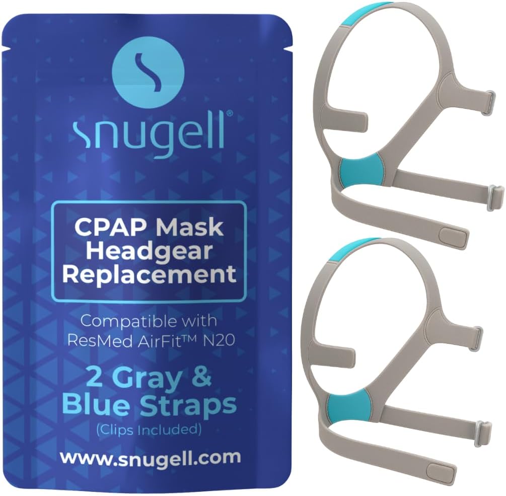 2-Pack Replacement Headgear Strap for N20 Nasal Pillow CPAP Mask, Snugell CPAP Headgear Compatible with AirFit and AirTouch N20 - Adjustable Premium Nylon Headband - Medium Size - Clips Not Included