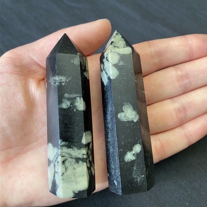 Natural Chrysanthemum Stone Healing Crystal Wand Point 65mm-75mm for Fengshui Decoration 3pc