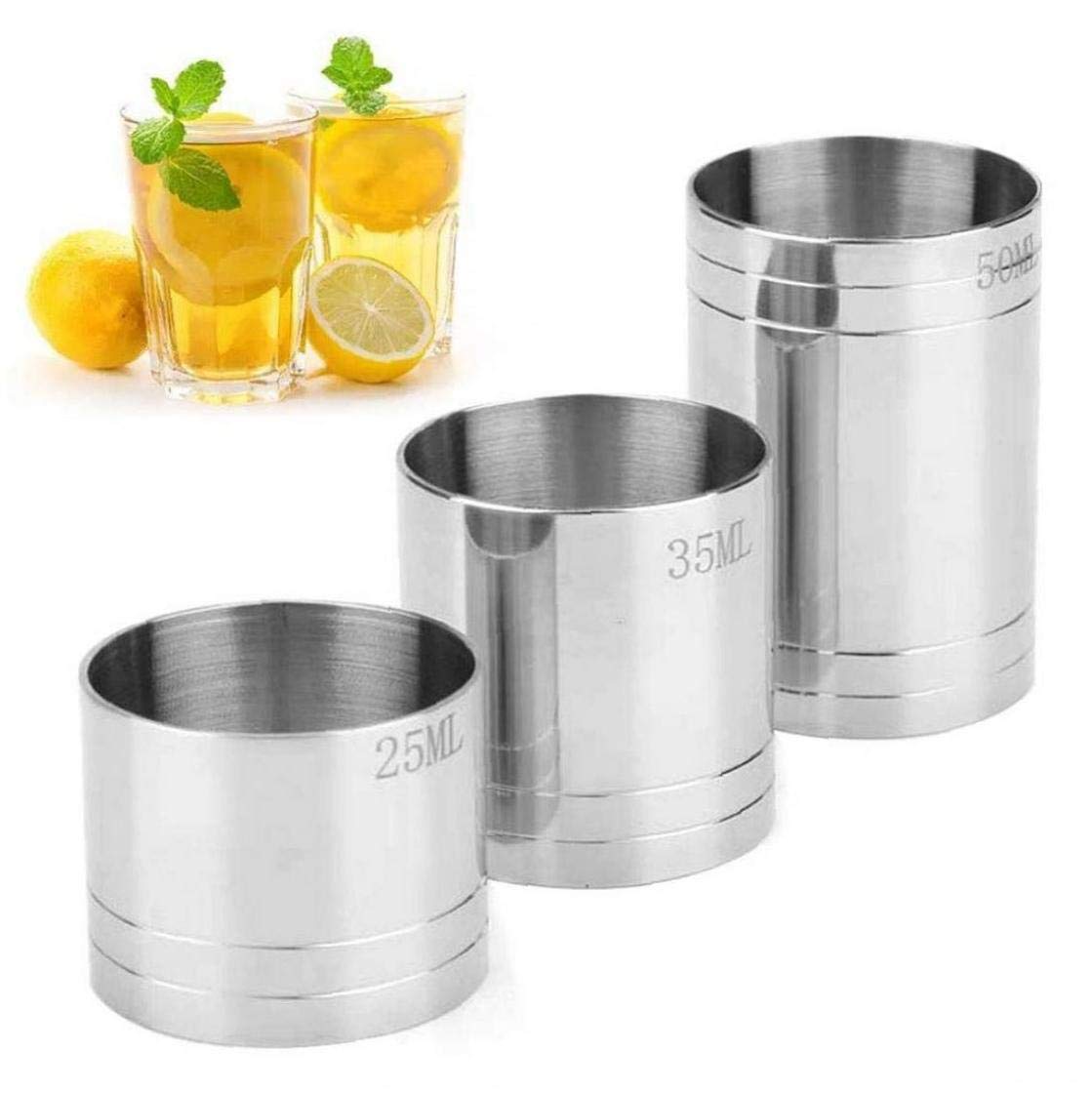 Casecover Stainless Steel Pub Jigger Shot Measure, Shot Measure, Measure For Bar Party Wine Drink Shaker- (25Ml, 35Ml, 50Ml)