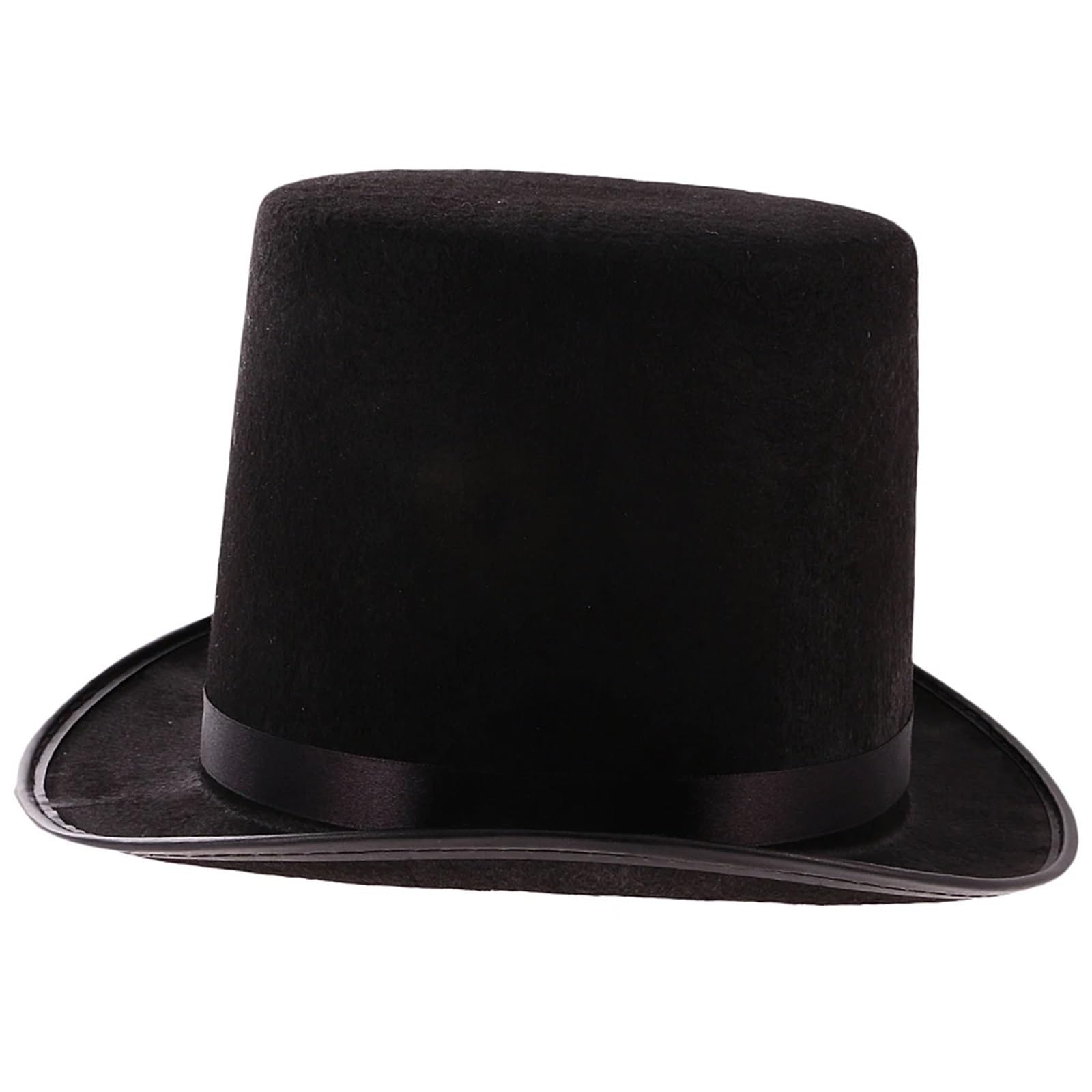 Sombrero De Copa Sombrero De Copa De Satén De Fieltro De Poliéster Negro, Sombrero De Mago, Accesorios For Disfraces De Fiesta