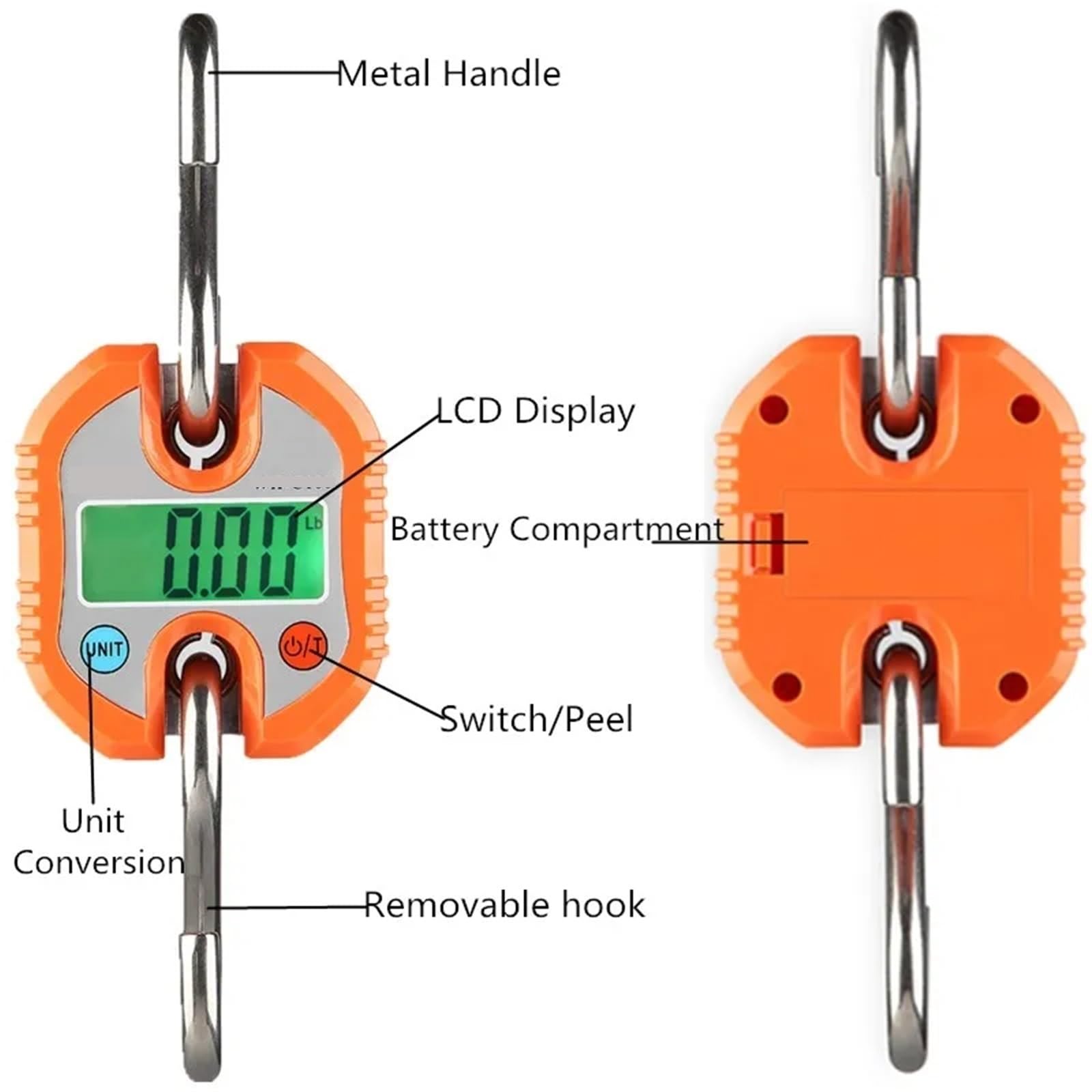 Bilancia da gru digitale, Bilancia Da Appendere 150 Kg/50 G Bilancia Elettronica Digitale For Pesare I Bagagli Bilancia A Gancio For Pesare(Oranje)