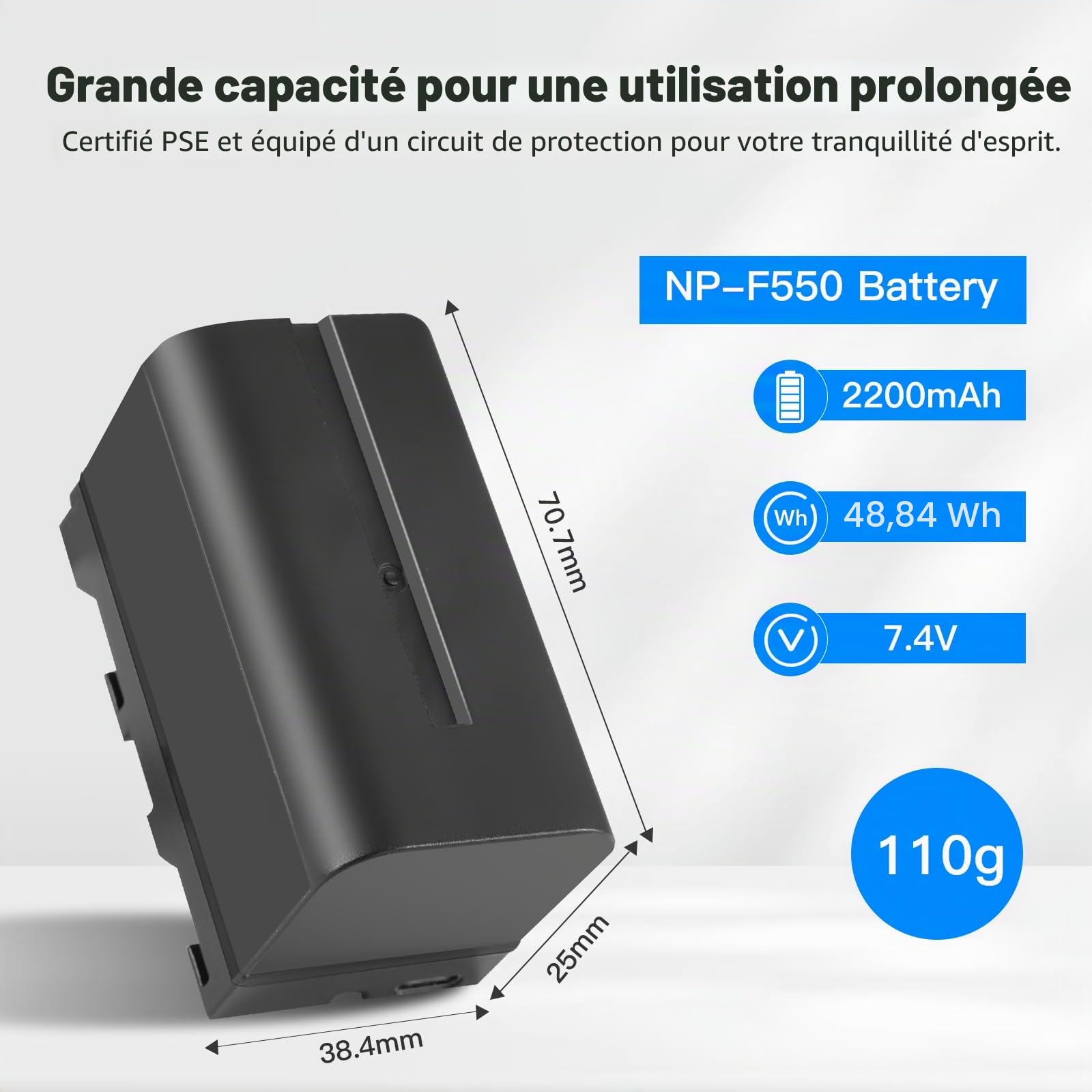 Soonpho 2-Pack NP-F550 Batterie de Rechange Remplacement Battery pour Sony NP-F970 F960 F950 F770 F750 F570 F550 Compatible Godox Neewer caméscope/Moniteur/caméra
